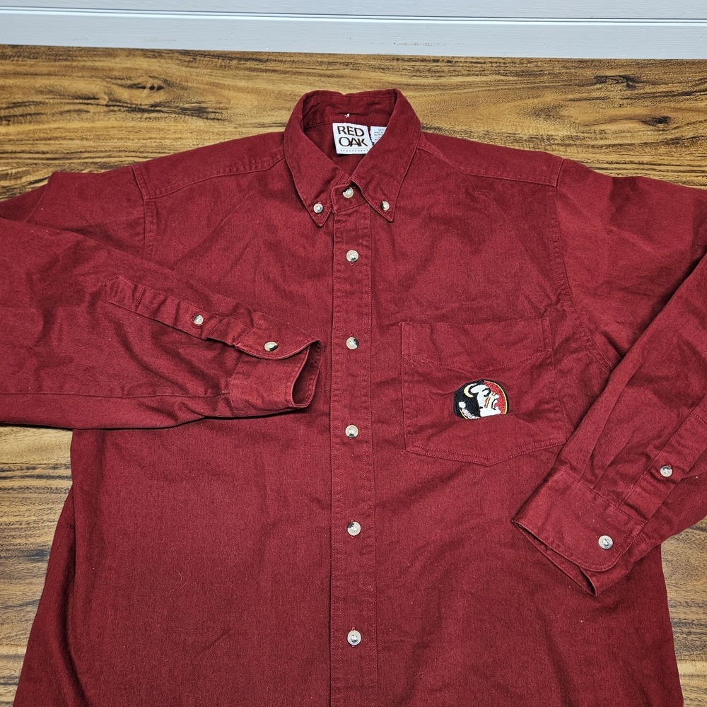 Red Oak Florida State Seminoles Mens Med Crimson Long Sleeve Button Down FSU